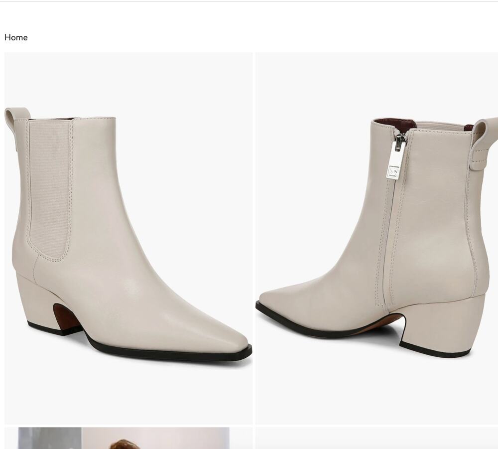 SARTO Vianca Leather Chealsea Boots With Low Heel and Pointed Toe